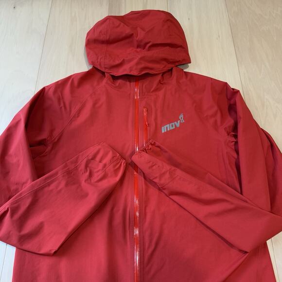 Inov8 Pertex Ultralight Jacket Large Red Full Zip Hooded Waterproof Outerwear - Picture 4 of 9